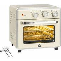 HOMCOM 1400W 20L Toaster Oven Convection Oven With Warm Broil Toast Bake Air Fryer Timer, Cream