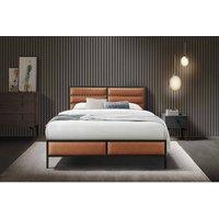Flintshire Marford Pu Metal Tan 4Ft6 Double Bed Frame, Orange