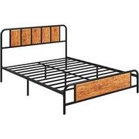 HOMCOM King Size Bed Frame With Footboard And Under Bed Storage 160 X 207cm Brown, Brown