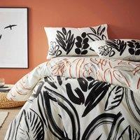 Vantona Mono Leaves Quilt Cover Set Double, Multi