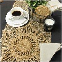 Esselle Severn Jute Star Crochet Natural Placement Set Of 2, Brown