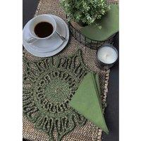 Esselle Severn Jute Star Crochet Olive Placement Set Of 2, Green
