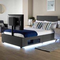X Rocker XR Living Ava Upholstered Tv Bed With Led Lights - Small Double 4ft - Grey