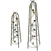 Garden Gear 2 x Metal Ornamental Obelisks Bronze, Brown