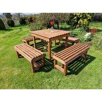 Churnet Valley Garden Furniture Churnet Valley Contemporary Table And Bench Set - Sits 8, Brown