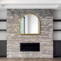 MirrorOutlet Arcus - Gold Framed Arched Leaner Wall Mirror 39inch X 39inch 100cm X 100cm , Gold