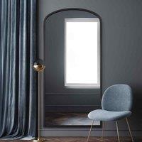 MirrorOutlet Angustus - Black Metal Framed Arched Wall Leaner Mirror 67inchx33inch 170X85cm , Black