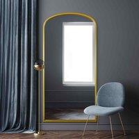 MirrorOutlet Angustus - Gold Metal Framed Arched Wall Leaner Mirror 67inchx33inch 170X85cm , Gold