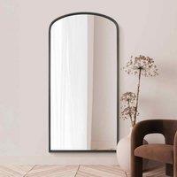 MirrorOutlet Angustus - Black Metal Framed Arched Wall Leaner Mirror 79inchx39inch 200X100cm , Black