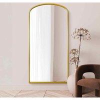 MirrorOutlet Angustus - Gold Metal Framed Arched Wall Leaner Mirror 79inchx39inch 200X100cm , Gold