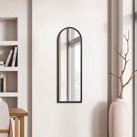 MirrorOutlet Arcus - Black Metal Framed Arched Wall Mirror 47inch X 16inch 120cm X 40cm , Black