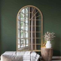 MirrorOutlet Somerley - Large Country Arch Wall Mirror 71inch X 40inch 180X103cm Sand Colour, Cream