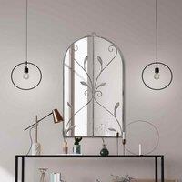 MirrorOutlet Arcus - Concrete Colour Metal Framed Arched Wall Mirror 31inchx 18inch 80 X 46cm , Cream