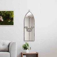 MirrorOutlet Arcus - Concrete Colour Metal Framed Arched Wall Mirror 24inchx 8inch 60 X 20cm , Cream