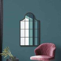 MirrorOutlet Arcus - Black Metal Framed Arched Wall Mirror 41inch X 24inch 104cm X 62cm , Black