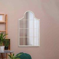 MirrorOutlet Arcus - White Metal Framed Arched Wall Mirror 41inch X 24inch 104cm X 62cm , White