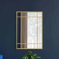 MirrorOutlet Fenestra - Gold Modern Contemporary Wall Mirror 39inch X 27inch 100cm X 70cm , Gold