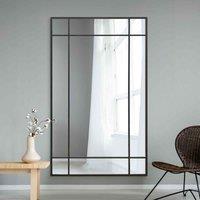 MirrorOutlet Fenestra - Black Contemporary Wall And Leaner Mirror 71inch X 43inch 180 X 110cm , Black
