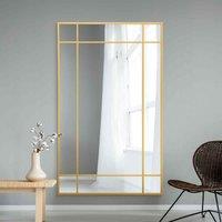 MirrorOutlet Fenestra - Gold Contemporary Wall And Leaner Mirror 71inch X 43inch 180 X 110cm , Gold