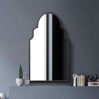 MirrorOutlet Arcus - Black Metal Framed Arched Wall Mirror 41inch X 24inch 104cm X 61cm , Black