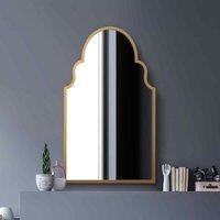 MirrorOutlet Arcus - Gold Metal Framed Arched Wall Mirror 41inch X 24inch 104cm X 61cm , Gold