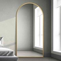MirrorOutlet Arcus - Gold Framed Arched Leaner Wall Mirror 79inch X 39inch 200cm X 100cm , Gold