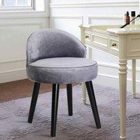 LivingandHome Living and Home Modern Velvet Dressing Table Stool With Solid Wood Legs Grey, Grey