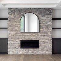 MirrorOutlet Arcus - Black Framed Arched Leaner Wall Mirror 39inch X 39inch 100cm X 100cm , Black
