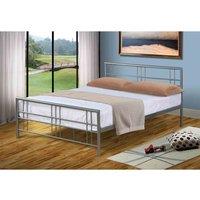 SleepOn Single Metal Bed Frame In Silver, Silver