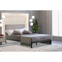 SleepOn Plush Velvet Headboard Metal Bedframe Grey, Grey