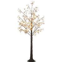HOMCOM Artificial 5ft Blossom LED Tree w/ Light Decoration, Brown