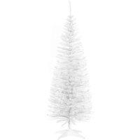HOMCOM 5ft Christmas Tree Easy Assembly Artificial Pine Tree - White, White
