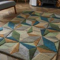 Mayfair Lilianna 120x170cm Embossed Geo Wool Rug, Multi