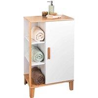 Showerdrape Varallo Matt White & Bamboo Floor Cabinet With Display Shelves, White