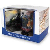 Purely Home Industrial Steam Trains Mug & Coaster Set - Outside Platform, Multi