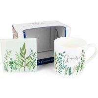 Purely Home Foliage Mug & Coaster Gift Set - Grandpa, Multi