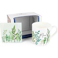 Purely Home Foliage Mug & Coaster Gift Set - Mum, Multi