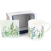 Purely Home Foliage Mug & Coaster Gift Set - Nan, Multi