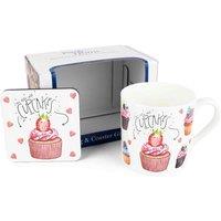 Purely Home Lifes Better With Cupcakes Mug & Coaster Gift Set, Multi