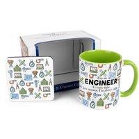 Purely Home Trades Mug & Coaster Gift Set - Engineer, Multi