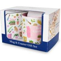 Purely Home Pink Tulip - Head Gardener Mug & Coaster Gift Set, Multi