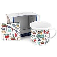 Purely Home Red Wheel Barrow - Assistant Gardener Mug & Coaster Gift Set, Multi