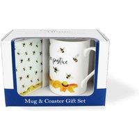 Purely Home 'bee Positive' Mug & Coaster Gift Set, Multi