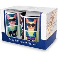 Purely Home Cool Pets Mug & Coaster Gift Set - Dogs, Multi