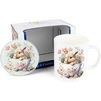 Purely Home Teaccup Bunny Mug & Coaster Gift Set, Multi