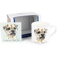 Purely Home Border Terrier Mug & Coaster Gift Set, Multi