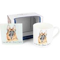 Purely Home German Shepherd Mug & Coaster Gift Set, Multi