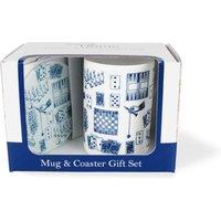 Purely Home Vintage Hobbies Mug & Coaster Gift Set - Games, Multi