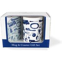 Purely Home Vintage Hobbies Mug & Coaster Gift Set - Mechanic, Multi