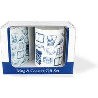 Purely Home Vintage Hobbies Mug & Coaster Gift Set - Reading, Multi